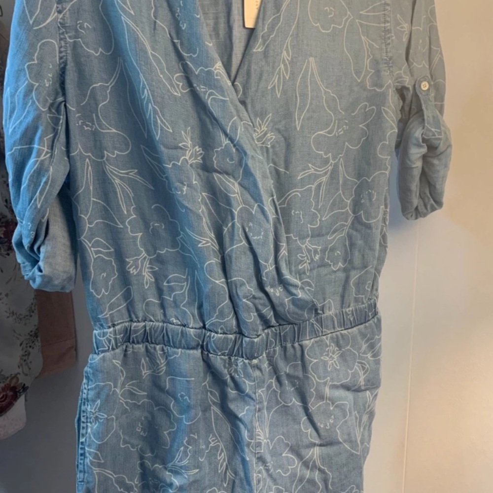 cloth & stone Light Blue Floral Wrap-Front Jumpsuit